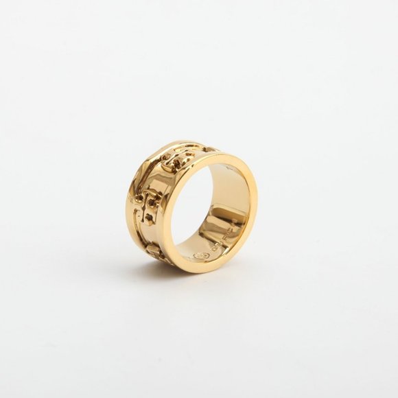 Tory Burch GOLD Metallic Raised Logo Ring - Picture 7 of 13